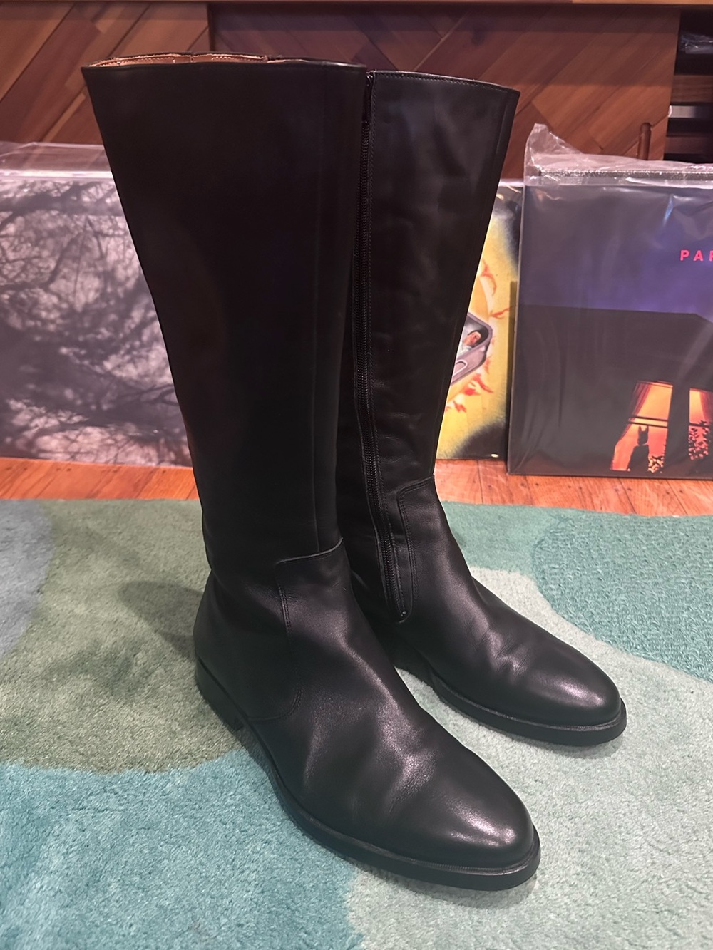 Fluevog NEARLY NEW Gateways Notting Hill tall black zip riding boot-8.5 (fits 8)